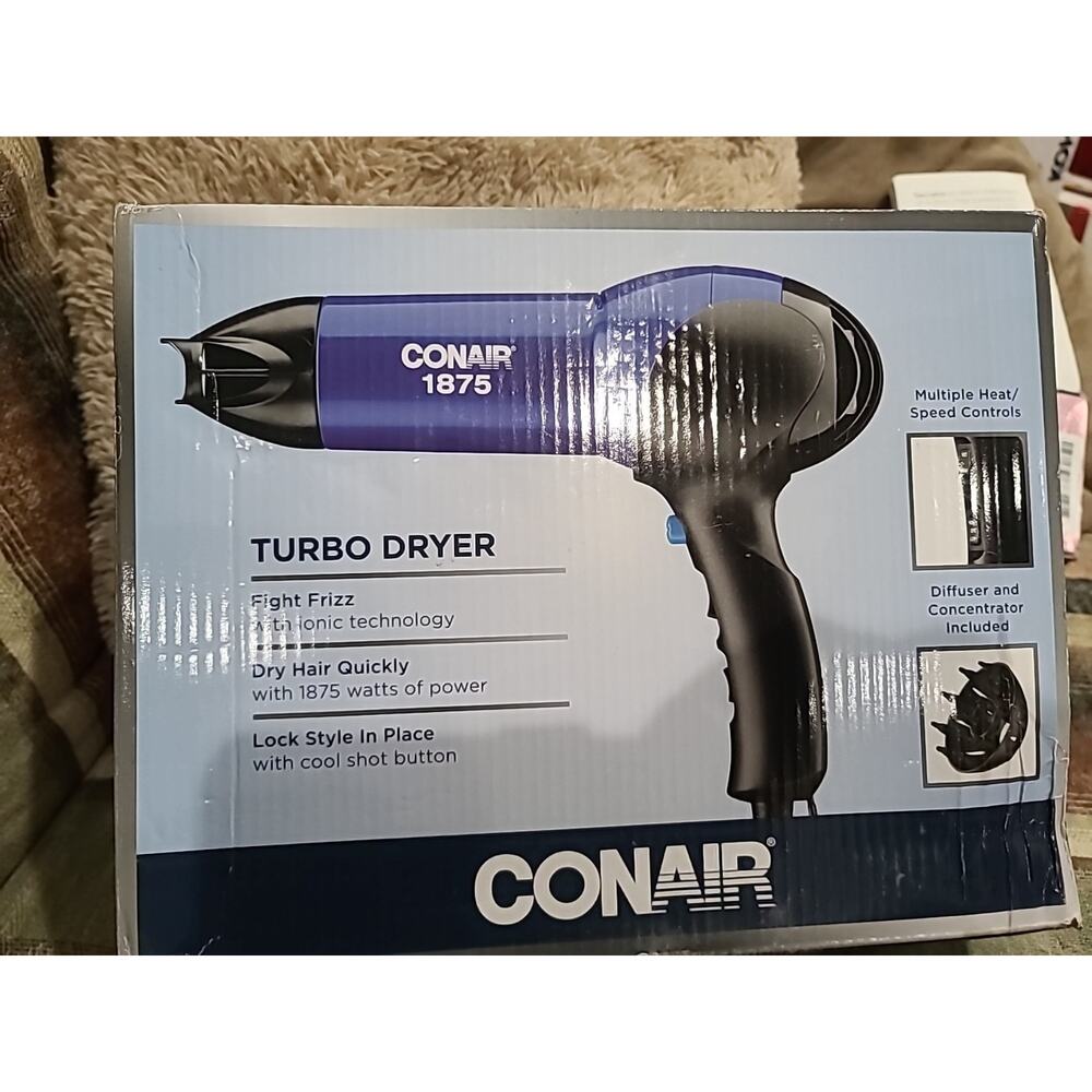 Conair 1875 Watt Turbo Hair Dryer, Blue/Black